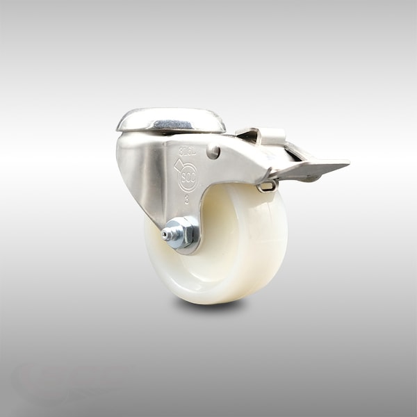 3 Inch 316SS Nylon Wheel Swivel Bolt Hole Caster with Total Lock Brake SCC